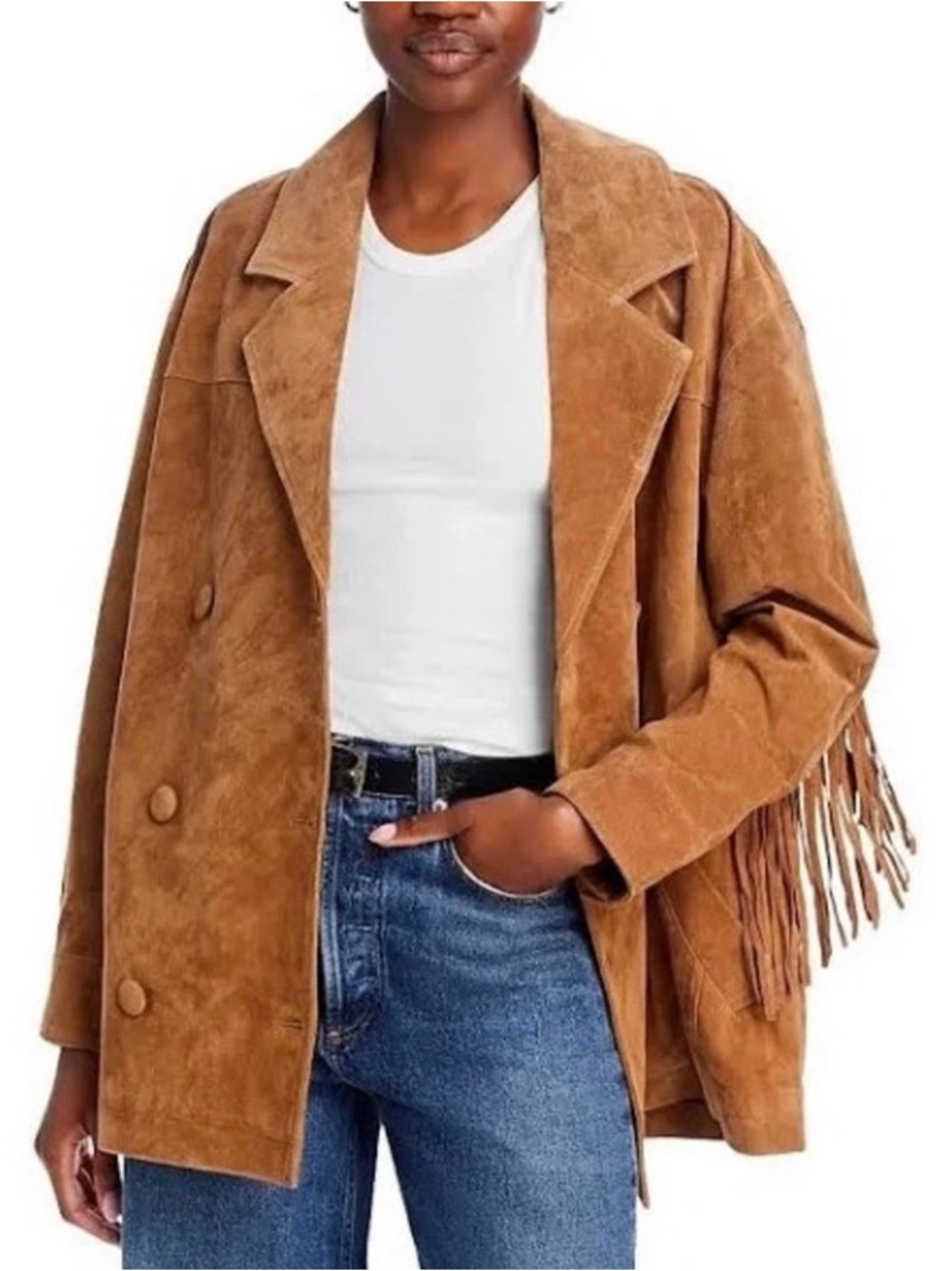 Blank NYC Brown Suede Fringe Leather Jacket